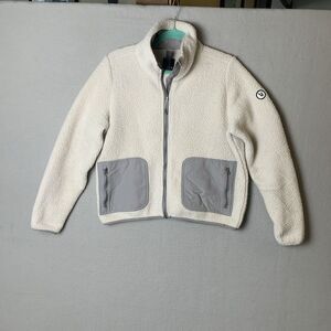 Vuori Jacket Womens Small Ivory Alpine Sherpa Fleece Full Zip Pockets Cozy